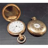 Waltham American gold plated crown wind pocket watch; together with a Half Hunter crown wind