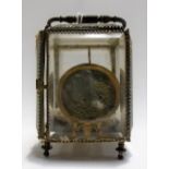 French gilt metal five glass pocket watch holder with swing carry handle, height including handle