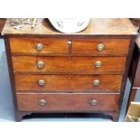 George III mahogany chest of two short over three long graduated drawers with fluted sides and on