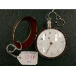 George III silver pair cased pocket watch with outer steel case and inner watch with silver case