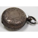 Victorian silver foliate scroll engraved sovereign holder, maker MJJ, London 1893