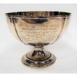 Edwardian silver pedestal rose bowl, maker J.R, Sheffield 1910, engraved dedication, weight 11oz
