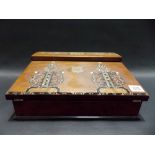 Victorian walnut inlaid writing slope with fitted interior, width 13in.