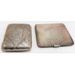 Edwardian silver foliate engraved & engine turned cigarette case, Birmingham 1902 together with an