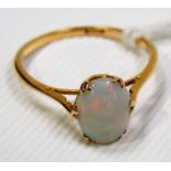 18ct gold opal ring, weight 1.5g approx