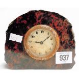 Cornish red serpentine timepiece, width 5in.