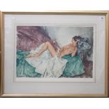 AFTER SIR WILLIAM RUSSELL FLINT - Nude woman reclining, colour print, Edition 89/850, blind stamp,