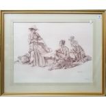 AFTER SIR WILLIAM RUSSELL FLINT - Study of three peasant ladies, colour print, signed in pencil by