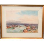 A. BIRBECK - moorland river landscape, watercolour, signed, 13.5in x 19.5in