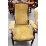 Victorian mahogany upholstered gentleman's library chair.