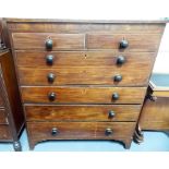 Regency mahogany banded secretaire chest of drawers, the rectangular top with two short drawers over