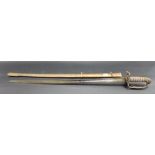 Victorian officer's sword with brass hilt and scabbard with Wilkinson blade, length 38.5in.