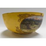 19th Century Derby fruit bowl in need of restoration painted with an oval reserve of Chatsworth