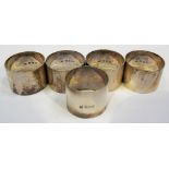 Set of 4 plain silver napkin rings, Birmingham 1924 together with one other, London 1918, weight 6oz