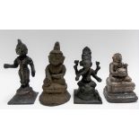 Four Indian bronze small votive figures, height of largest 3.5in