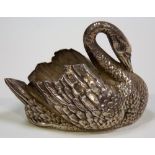 Edwardian silver pin cushion in the form of a swan, maker L & S (lacks cushion)