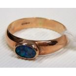 9ct rose gold ring set with an oval black opal, weight 1.9g approx