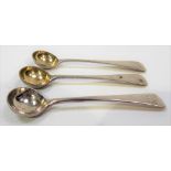 George III silver Old English pattern mustard spoon, maker RC, London 1812; together with pair of