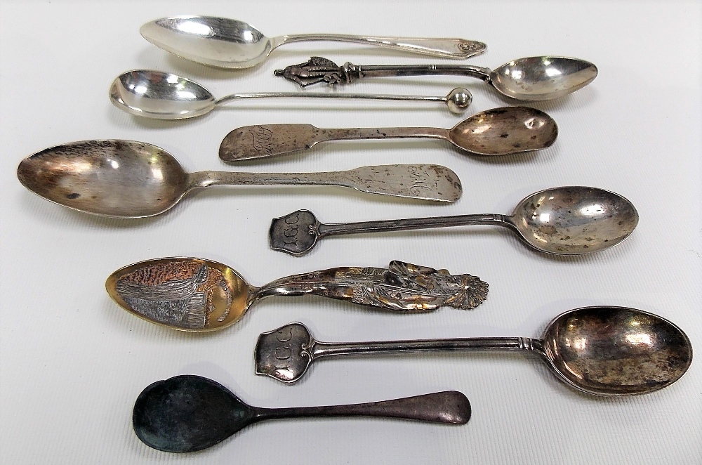 Two George IV silver provincial tea spoons, both Newcastle; together with seven other various silver