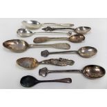 Two George IV silver provincial tea spoons, both Newcastle; together with seven other various silver