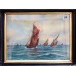T.H. VICTOR - fishing boats returning, watercolour, signed 9.5in x 13in