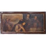 16/17th CENTURY SPANISH SCHOOL - a nun before five priests, oil on canvas, a fragment, provenance