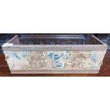 Chinese silk and metallic thread embroidered covered book trough, width 15in.