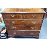 18th Century Walnut veneered feather banded chest of two short over three long graduated drawers