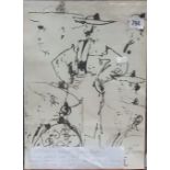 AFTER PABLO PICASSO - Black and white lithograph; together with another Picasso print both