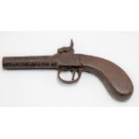 19th Century English muff pistol with 3in barrel, length 7.25in