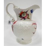 Coalport 'Improved Feldspar' porcelain foliate moulded and painted jug, painted by The Society of