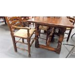18th Century style oak refectory table with cleated ends raised on 6 turned baluster supports united