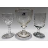 19th Century glass rummer; together with a 19th Century wine glass with facet cut bowl and stem