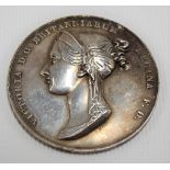 A Coronation of Queen Victoria 1838 Royal Mint issue silver medallion with bust draped left