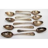 Set of four George III Old English pattern teaspoons, maker S.B L.B, London 1814; together with four