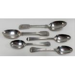 Five various silver hallmarked spoons, weight 7oz approx