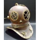 Reproduction copper and brass diver's helmet, height 17.5'.