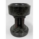 Cornish grey and red serpentine five pillar font, height 6in