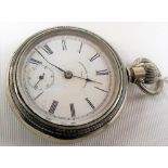 Early 20th Century silver lug case wristwatch with silver textured dial with Arabic numerals and