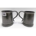 Pair of tudric pewter for Liberty tankards, No. 5032, both engraved with dedication