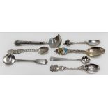 Six various silver spoons and one other with weighted handle, weight of solid silver 3oz approx