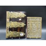 Victorian brass bound Amboyna ink blotter; together with another Victorian brass covered ink blotter