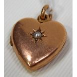 9ct rose gold pearl set heart shaped locket pendant, weight 4.6g approx