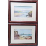 FREDERICK LEYTON - Pair of watercolours, Cornish Coastal Landscapes, signed, both 6.5in x 11.5in
