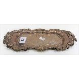 William IV silver oblong tray, the rim foliate scroll cast, foliate scroll engraved decoration,