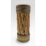A section of Atlantic cable with brass rings to each end embossed 'TELEGRAPH CONSTRUCTION &