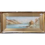 GEORGE TREVOR - 'ULLSWATER' watercolour, signed, inscribed to the mount, 10in x 29in