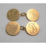 Pair of 18ct gold gentleman's chain link cuff links, engraved, weight 12.7g approx