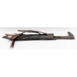 Rare Borneo Dyak head-hunters sword (Mandau), the single edge curved blade with incised