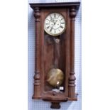 Vienna two train wall clock by Gustav Becker with walnut case, height 36in.